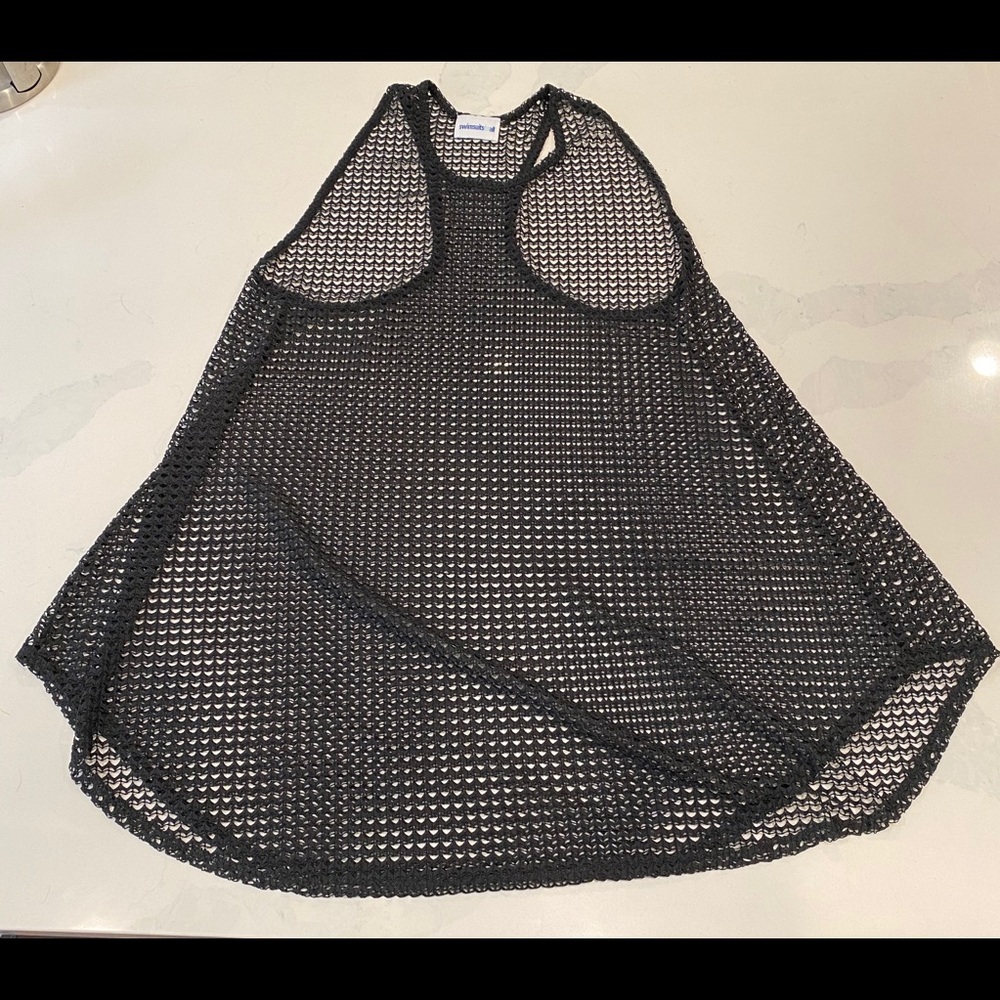 Swimsuit Coverup Black Mesh Minidress